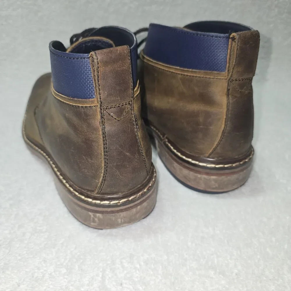 Cole Haan Men's Size 10.5 Colton Chukka Leather Boots Brown Blue Lace Up C11771